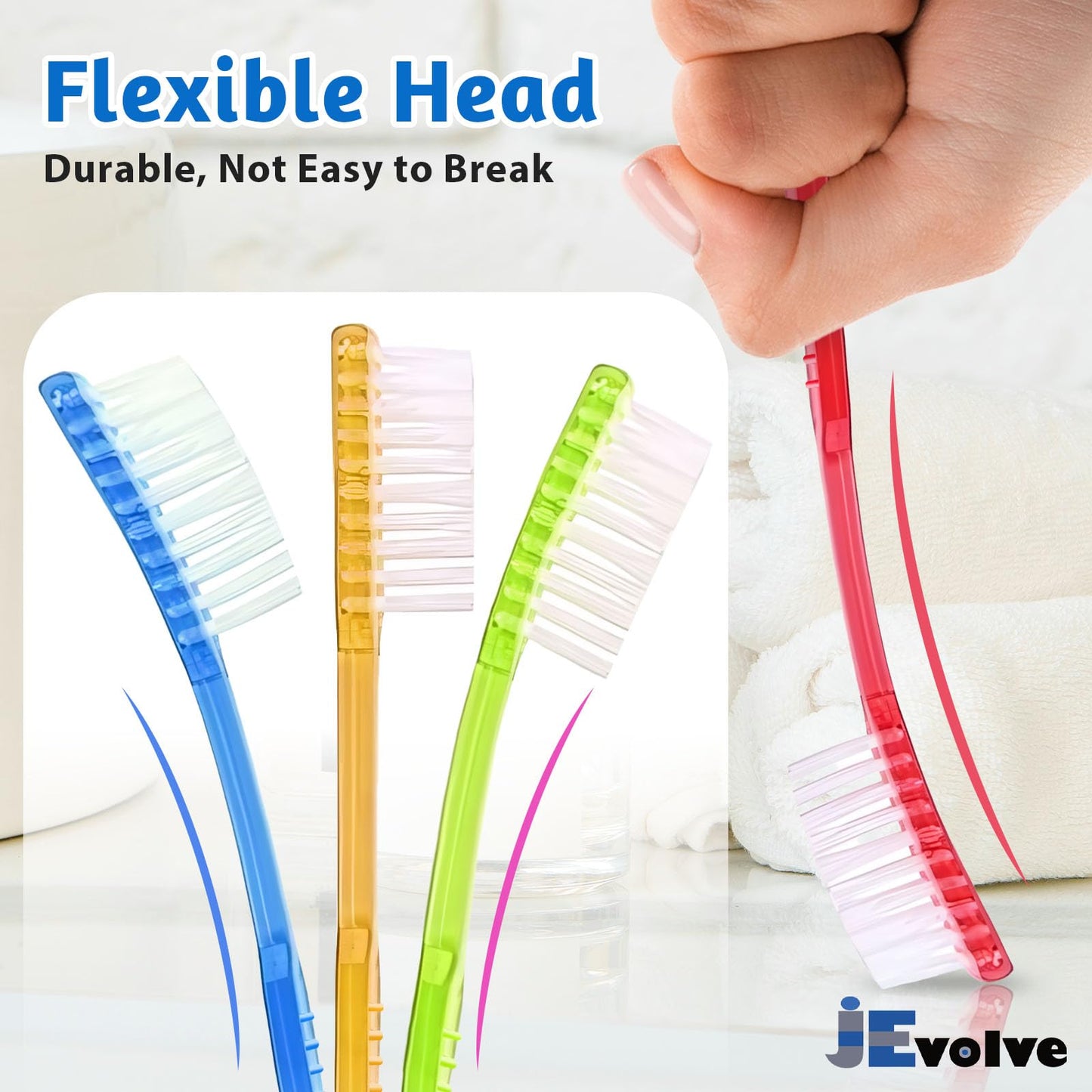 JEVOLVE 200 Pcs Disposable Pre-Pasted Toothbrushes | Individually Wrapped Pre Pasted Toothbrush | Single Use Waterless Tooth Brush for Hotel, Camping, Homeless Gift | Multi Color