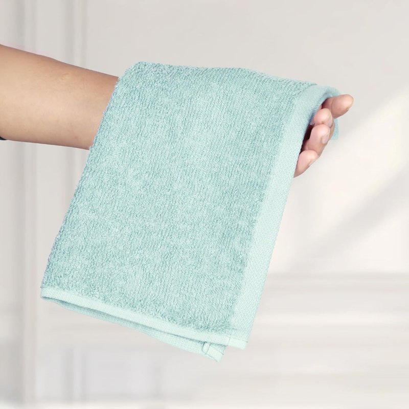 Highly Absorbent Cotton Washcloths - Soft & Durable, 12x12 Inches | 24-Pack in Seafoam Green, Ice Blue, White