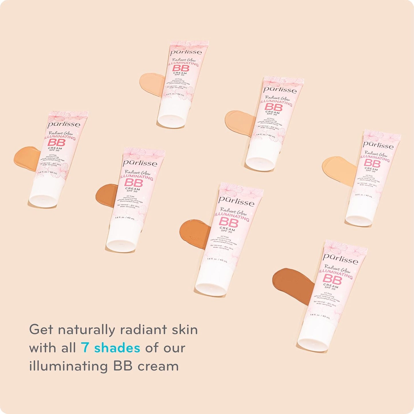 Pūrlisse Radiant Glow BB Cream with SPF 30 - Illuminating Formula with Goji & Hawthorn Berry for Dewy Skin | Fair (1.4 oz)