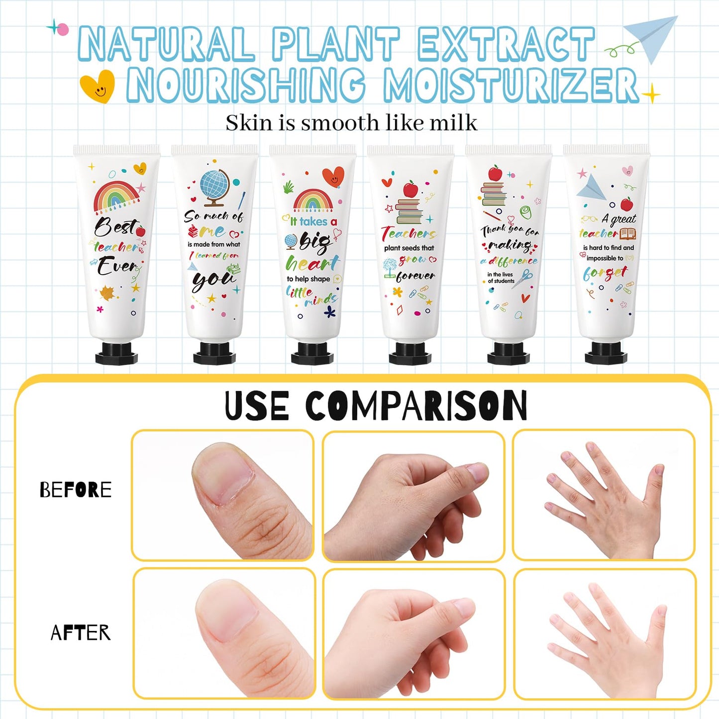 Dimsile 24 Set Teacher Appreciation Gifts Hand Cream Set Moisturizing Hand Lotion Thank You Teacher Gifts Travel Size with Cards Organza Bags for Dry Cracked Mother's Day