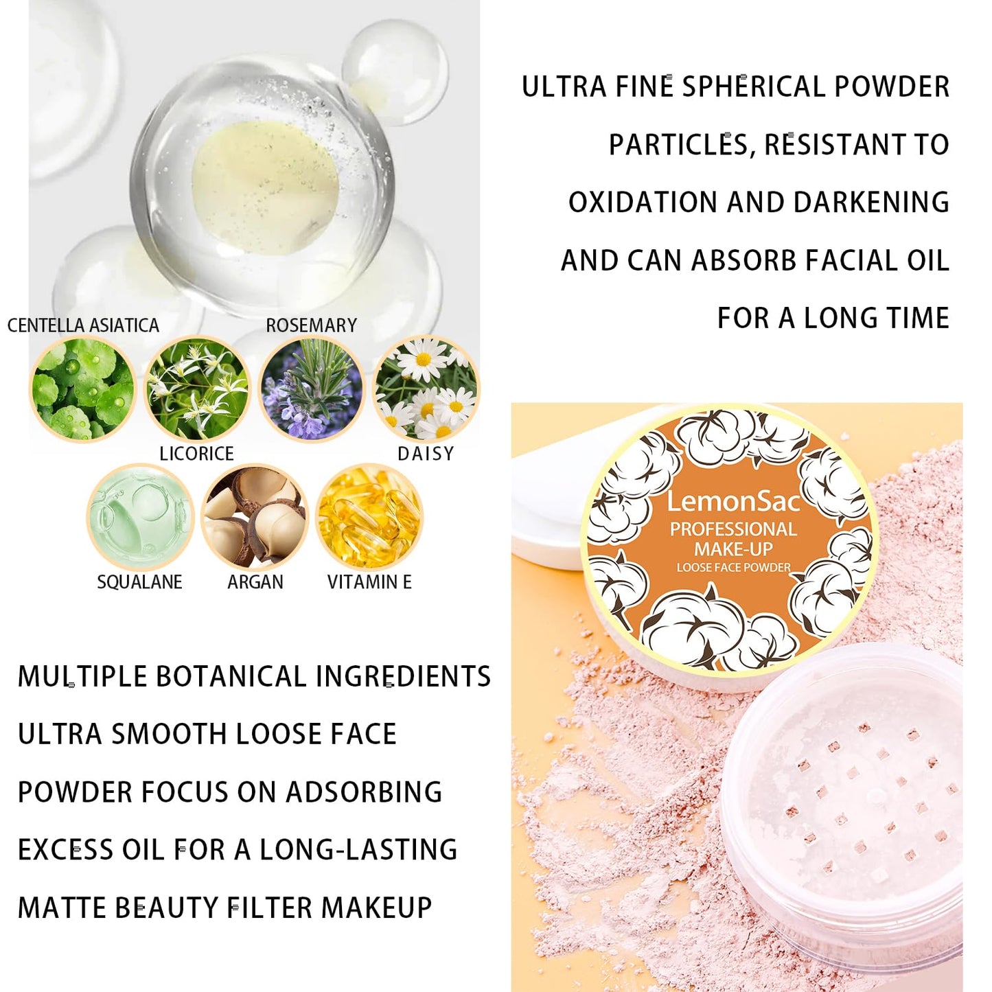 2PCS Loose Face Powder, Oil Control Minimizes Pores and Fine Lines, Loose Baking Face Setting Powder Makeup, Oil Control Soft Focus Effect Make Up, Matte Ultra Flawless Finish,8g (02# Pink Complexion)