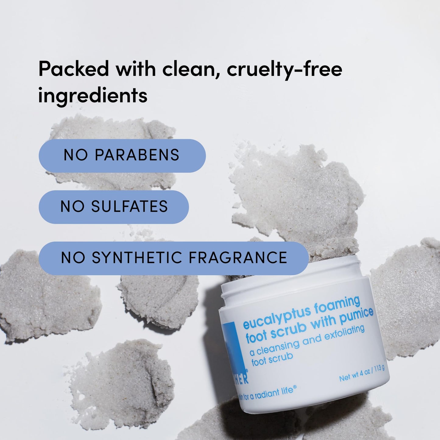 LATHER Foot Scrub with Pumice Stone - Gentle Exfoliating Foaming Foot Scrub for Skin - Cracked Heel Repair for Smooth, Soft Feet - Pedicure Foot Spa | 4 Oz