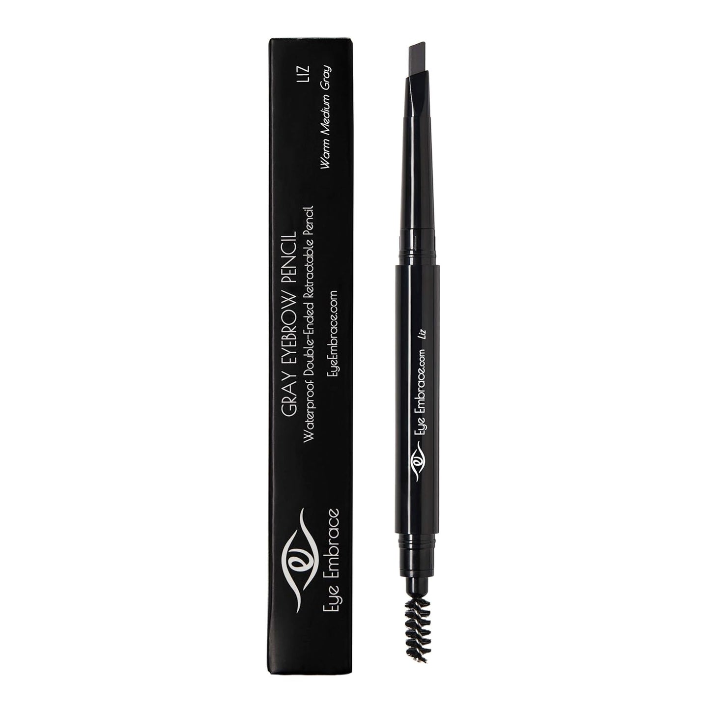 Eyebrow Pencils 4-Pack Bundle - Light & Medium Gray, Waterproof Double-Ended with Spoolie Brush