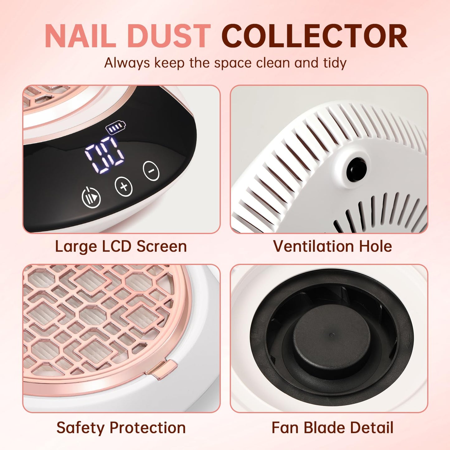 CHRISTINE SHELLY Cordless Nail Dust Collector for Salon Home Nail Tech