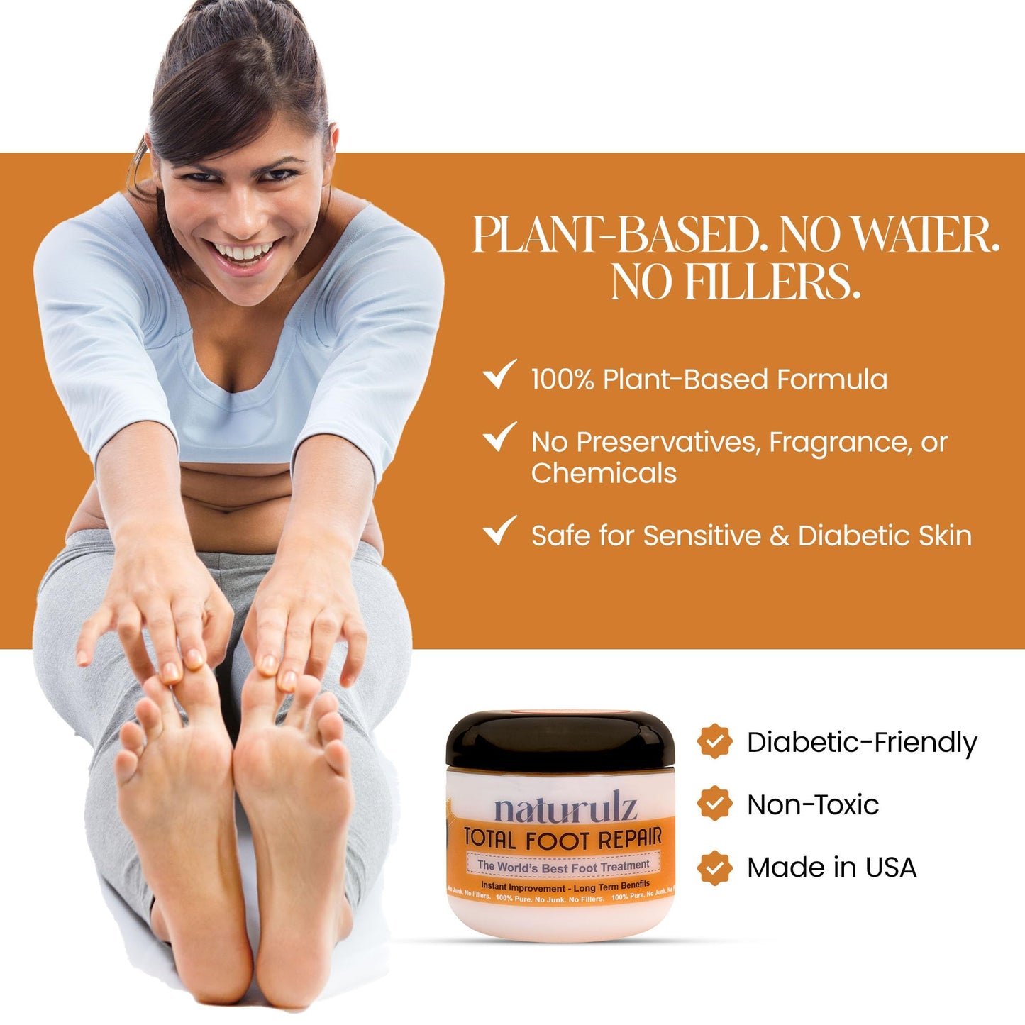 Naturulz Total Foot Repair 4oz – Intensive Moisture Foot Cream for Extremely Dry, Rough Skin & Cracked Heels and Feet- Moisture Barrier Repair for Knees, Elbows & Hands Formulated for Sensative Skin