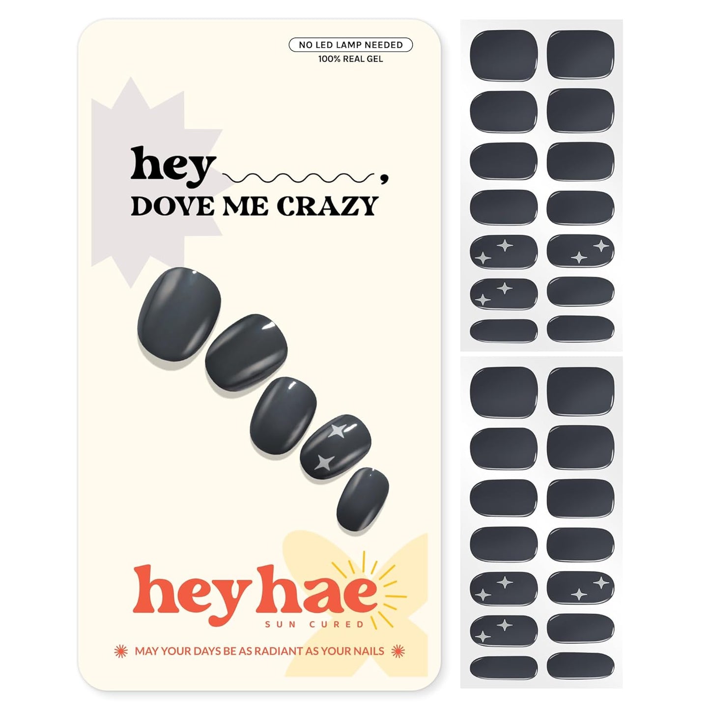 Semi Cured Gel Nail Strips - Easy Apply & Remove | Fall Gray Solid | 28 Strips, Prep Pads & Nail File Included