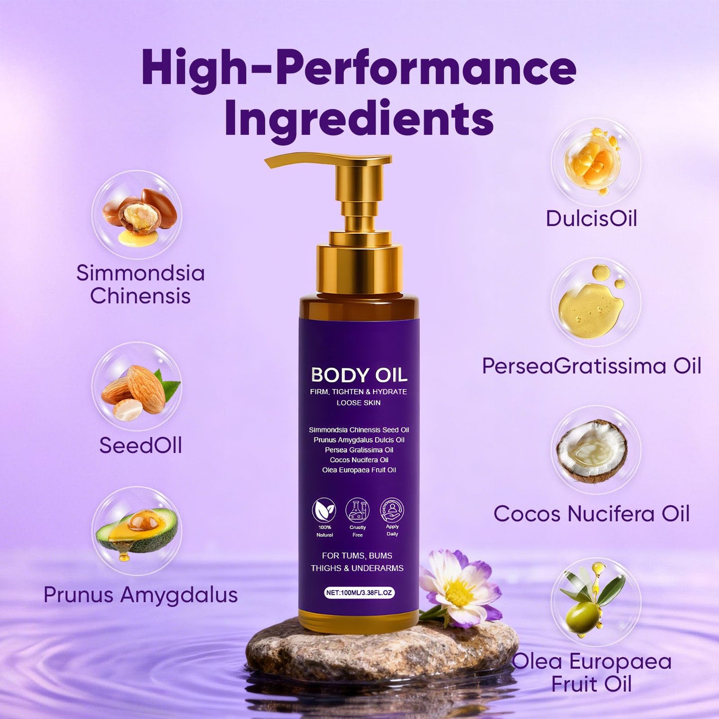 Zotreval Body Firming Oil, Luxury Body Oil for Crepe Skin, Firming Tightening & Hydrating Body Serum with Vitamin E and Sweet Almond Oil, Smooths Skin for Women