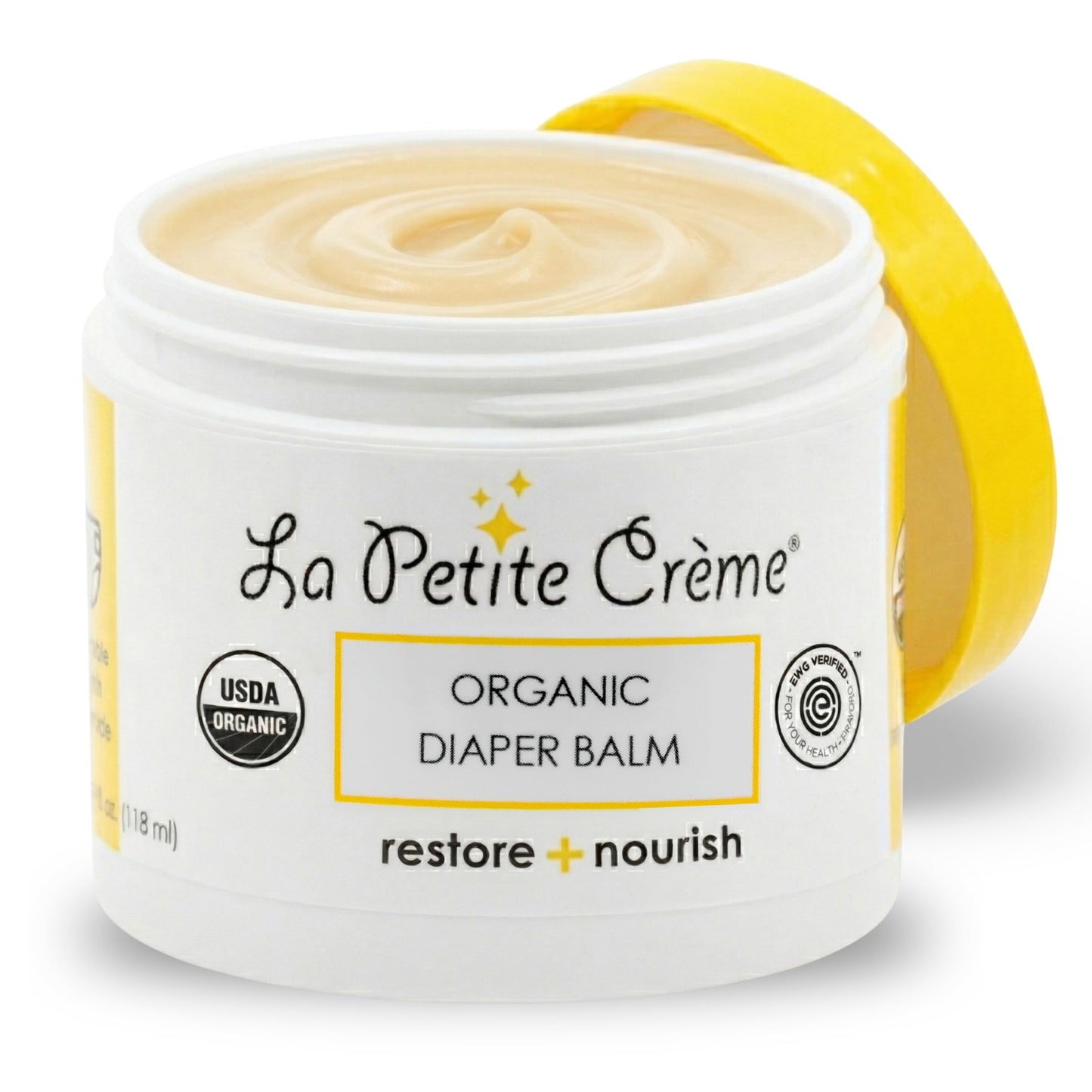 La Petite Creme French Organic Diaper Balm (4 oz) - Healing & Nourishing Diaper Cream - Gentle & Safe Liniment Baby Lotion - USDA Certified Organic - Baby Essentials for Newborn