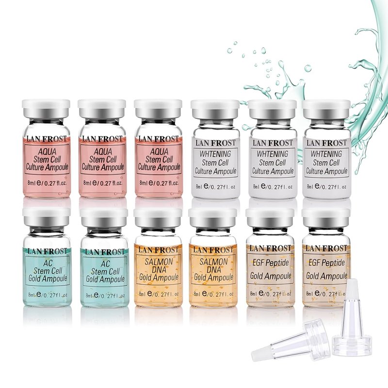 Hyaluronic Acid Facial Glow Starter Kit - 12 Vials of Hydrating Serum & Exosomes for Skin Repair