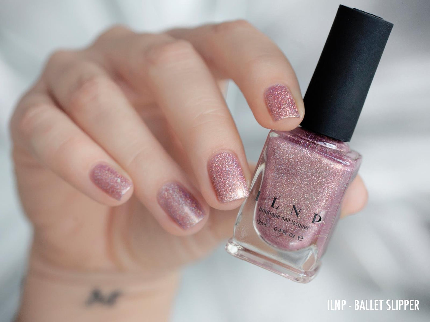 ILNP Ballet Slipper - Soft Pink Holographic Nail Polish, Ballet Pink Shimmer Polish, Vegan, Non-Toxic, Cruelty Free