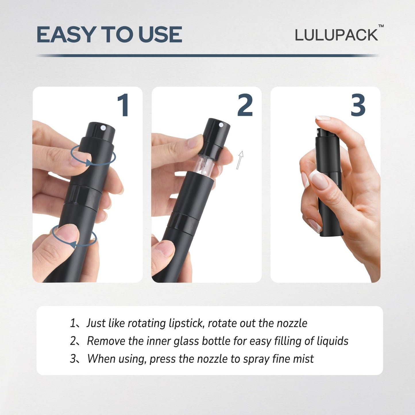 Lulupack Travel Perfume Bottle Refillable, 8ml Cologne Spray Atomizer, 6PCS