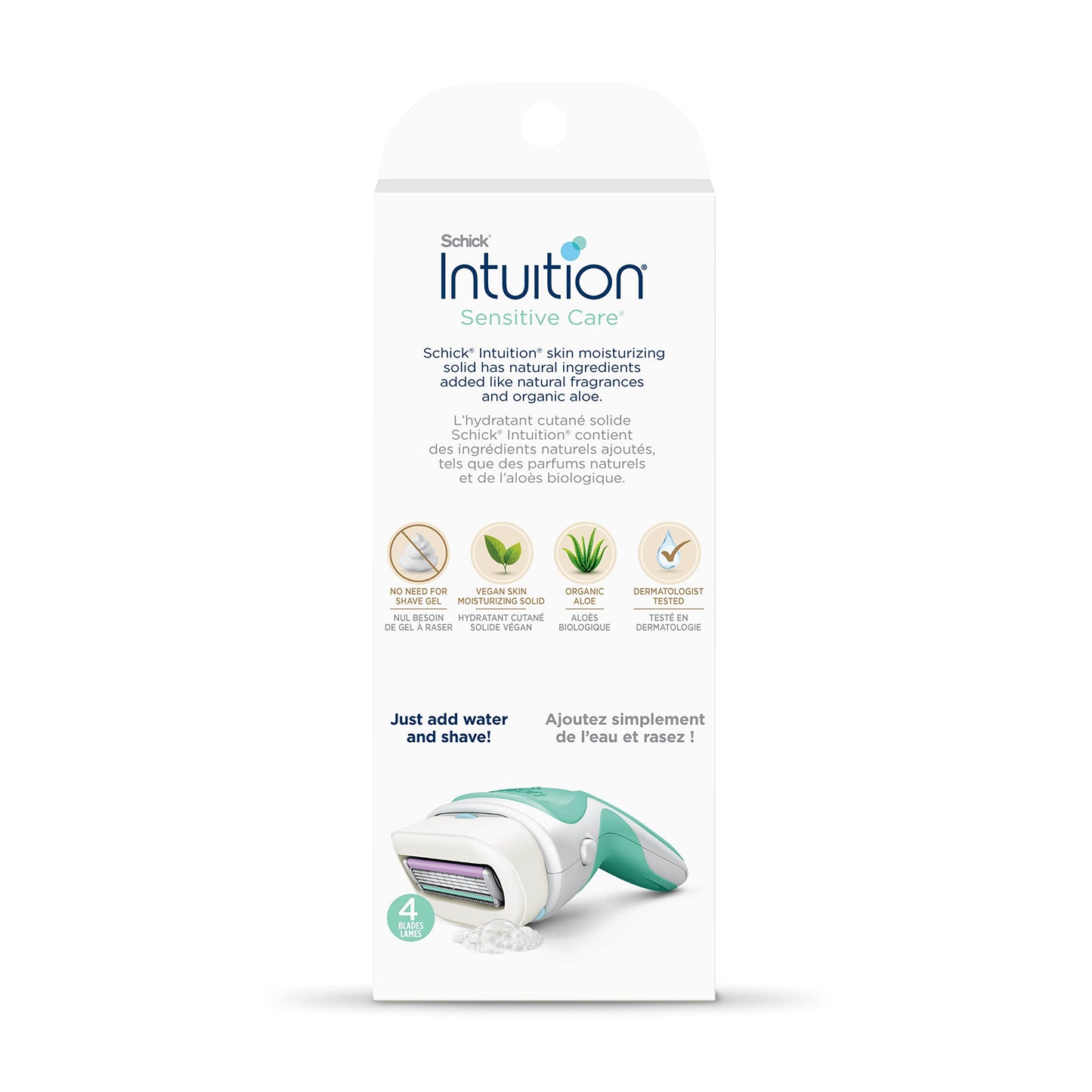 Schick Intuition Razors for Women with Sensitive Skin | 1 Razor & 2 Intuition Razor Blades Refill with Organic Aloe (Pack of 2)