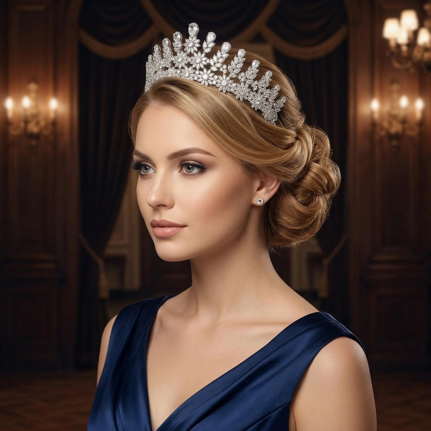 Sparkling Crystal Tiara for Wedding, Silver Zirconia Bridal Crown for Women, Elegant Princess Headpiece for Prom, Pageant, Quinceanera and Wedding Accessories