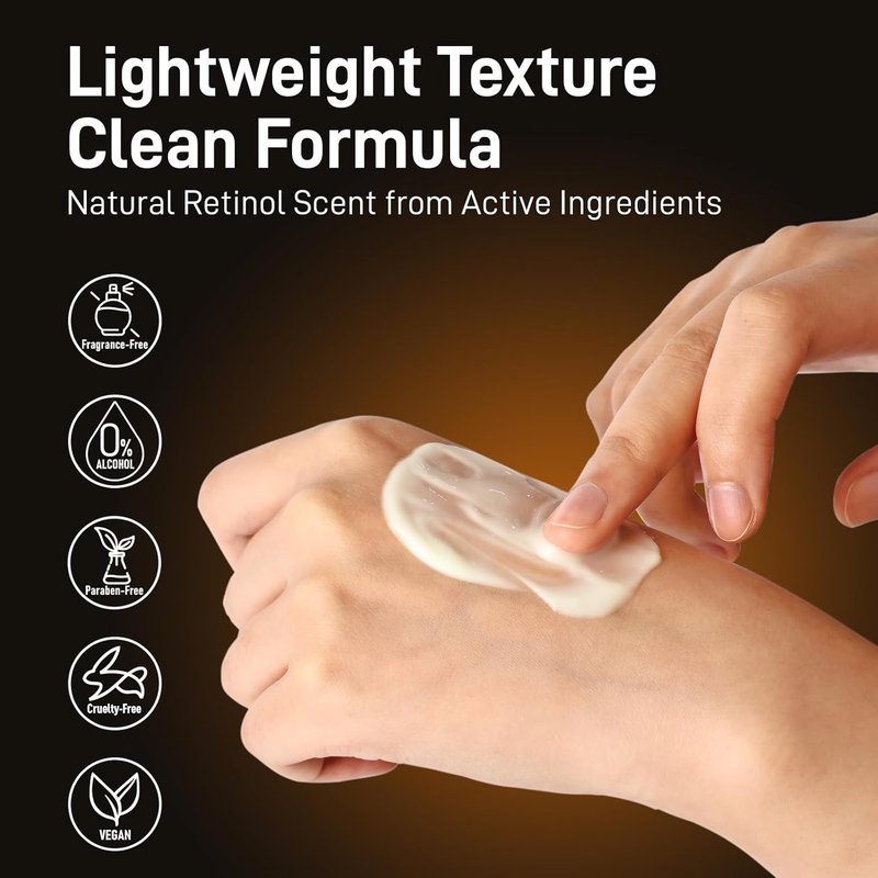 Retinol Anti-Aging Face Moisturizer Cream - Hydrating Night Cream with 5% Squalane & Hyaluronic Acid | 1.85oz