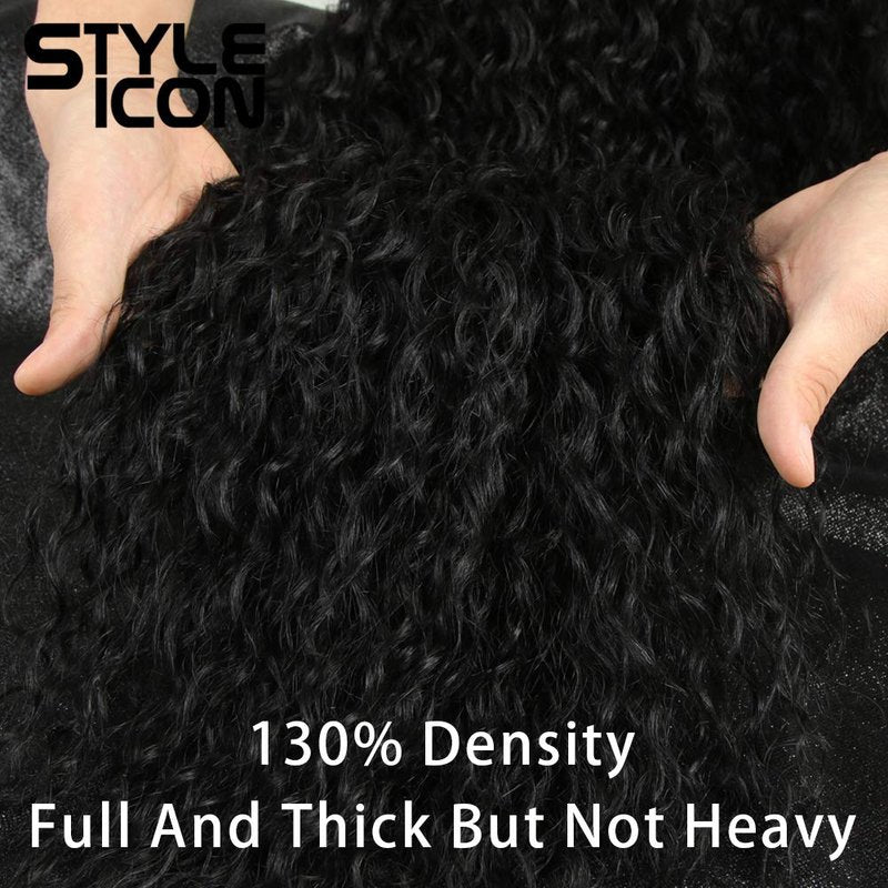 Lace Front Wigs for Women - 28” Long Curly Black Synthetic Wig | Heat Resistant, 130% Density
