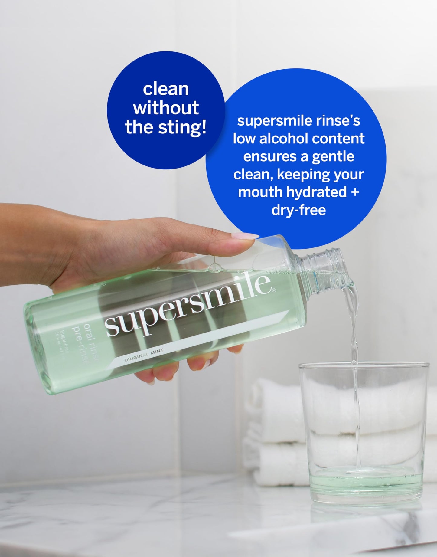 Supersmile Oral Rinse Mouthwash - Clinically Formulated Mint Flavored Sugar Free Dental Mouthwash - Fresh Breath - Anti-Germicidal - Alcohol-Free (16 Fl Oz)