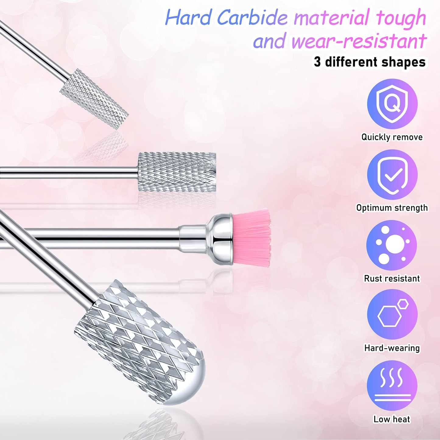 Honoson 10 Pcs Nail Drill Bits Set, 3/32 Inch Cuticle Tungsten Carbide Bit for Nail Drill Nails, File Remove Acrylic Gel Polish Manicure Pedicure Tool for Salon Home Supplies(Silver)