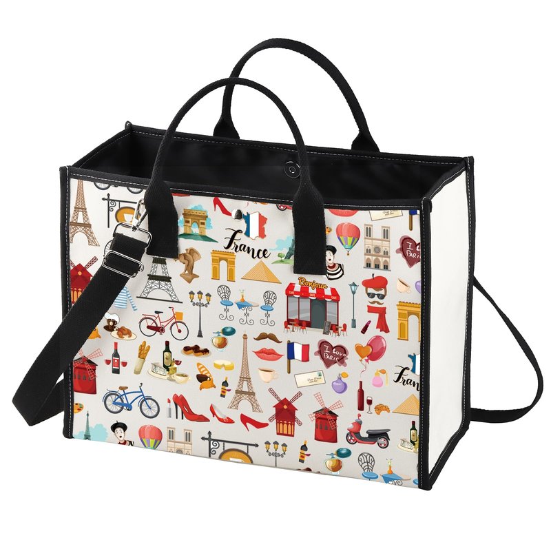 LEVLO France Travel Culture French Theme Pouch Bag Paris Landmarks Souvenir Gift (France LT)