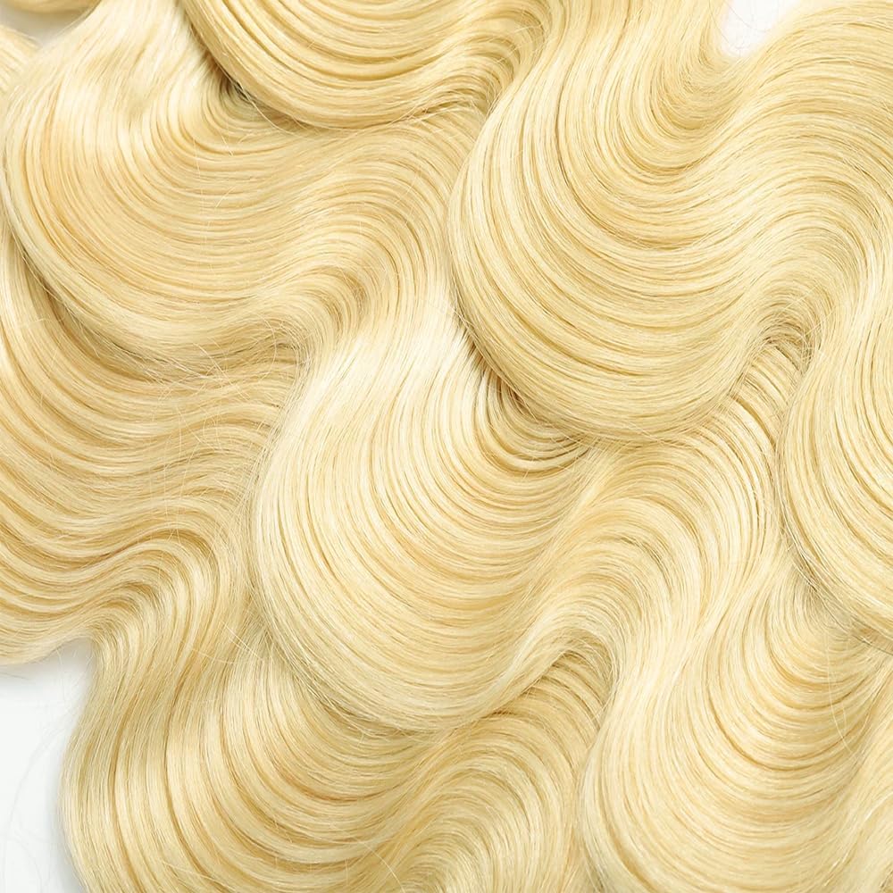 GLSMOSNW Blonde Bundles Human Hair 613 Body Wave Bundles Double Weft Unprocessed Brazilian Virgin Human Hair Extensions 613 Color 08 10 12 Inch