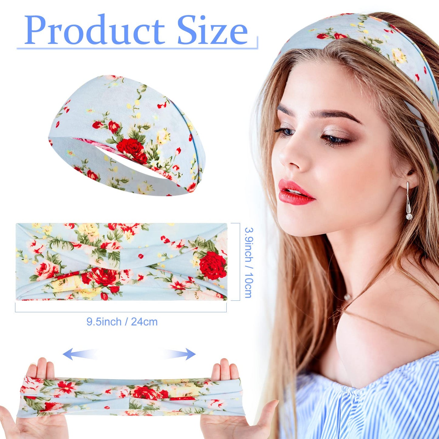 Yunsailing 36 Pcs Boho Headbands for Women - Non Slip Wide Headband for Yoga, Workout, Running - Hair Bands, Sweat Wraps, Accessories for Women & Girls