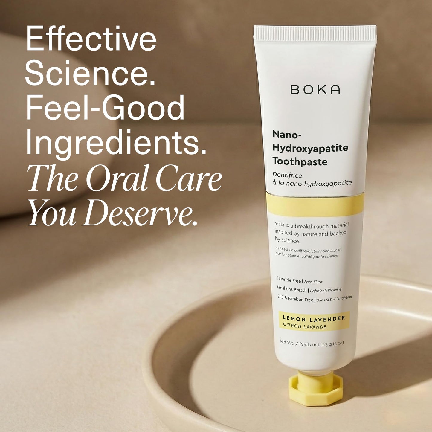 Boka Fluoride Free Toothpaste, Nano Hydroxyapatite Toothpaste, Appropriate for Sensitive Teeth - for Adult Oral Care - Lemon Lavender Flavor, 1.3 Fl Oz 2Pk