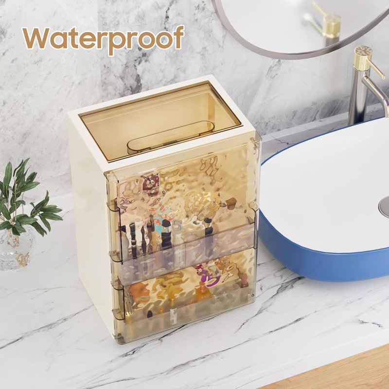 Makeup Organizer with Drawers - Large Transparent Skincare Display Case for Vanity & Bathroom Storage