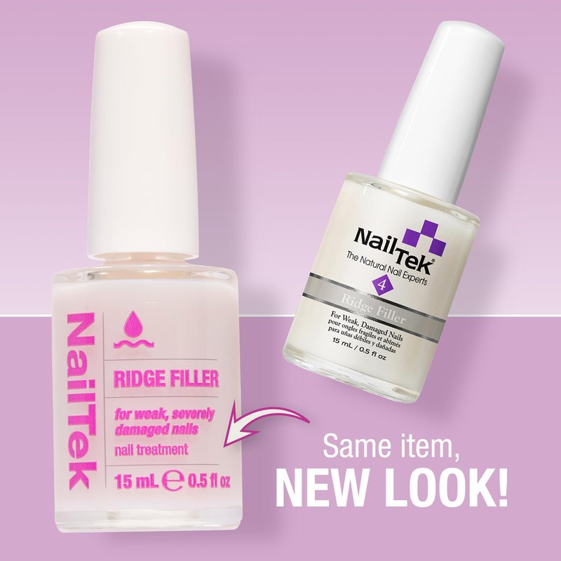 Nail Tek Ridge Filler Formula 4 – Clear Ridge Filler for Nails, Base Coat, Nail Strengthener Polish for Weak & Damaged Nails, 0.5 fl oz