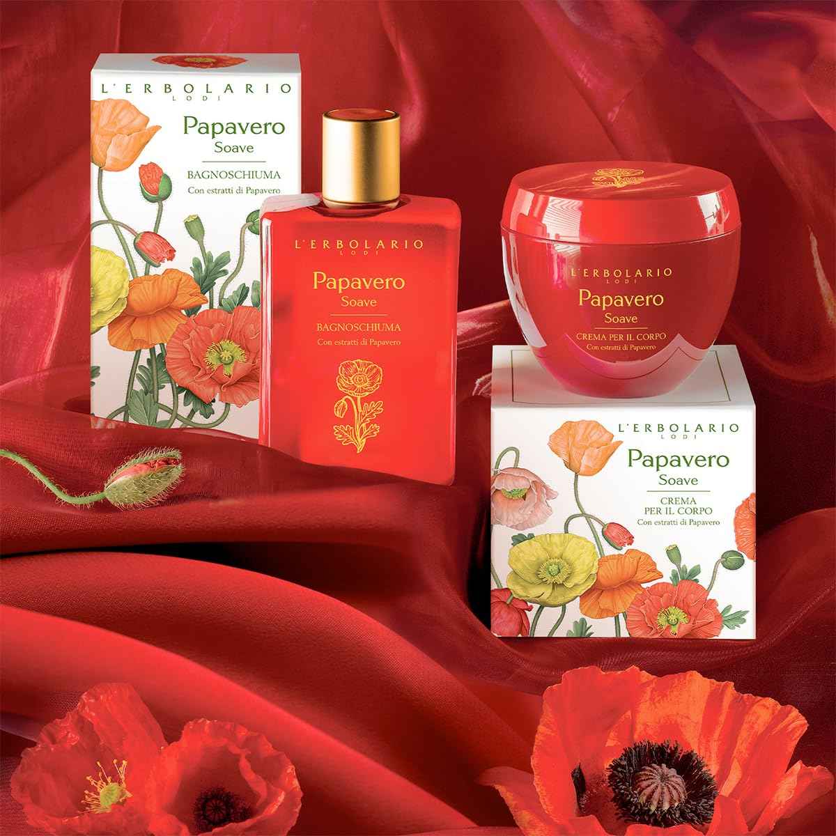 L'Erbolario Shower Gel – Antioxidant and Moisturizing Body Wash – Toning Body Soap for Sensitive Skin - Floral Amber Fragrance - Sweet Poppy - 8.4 oz