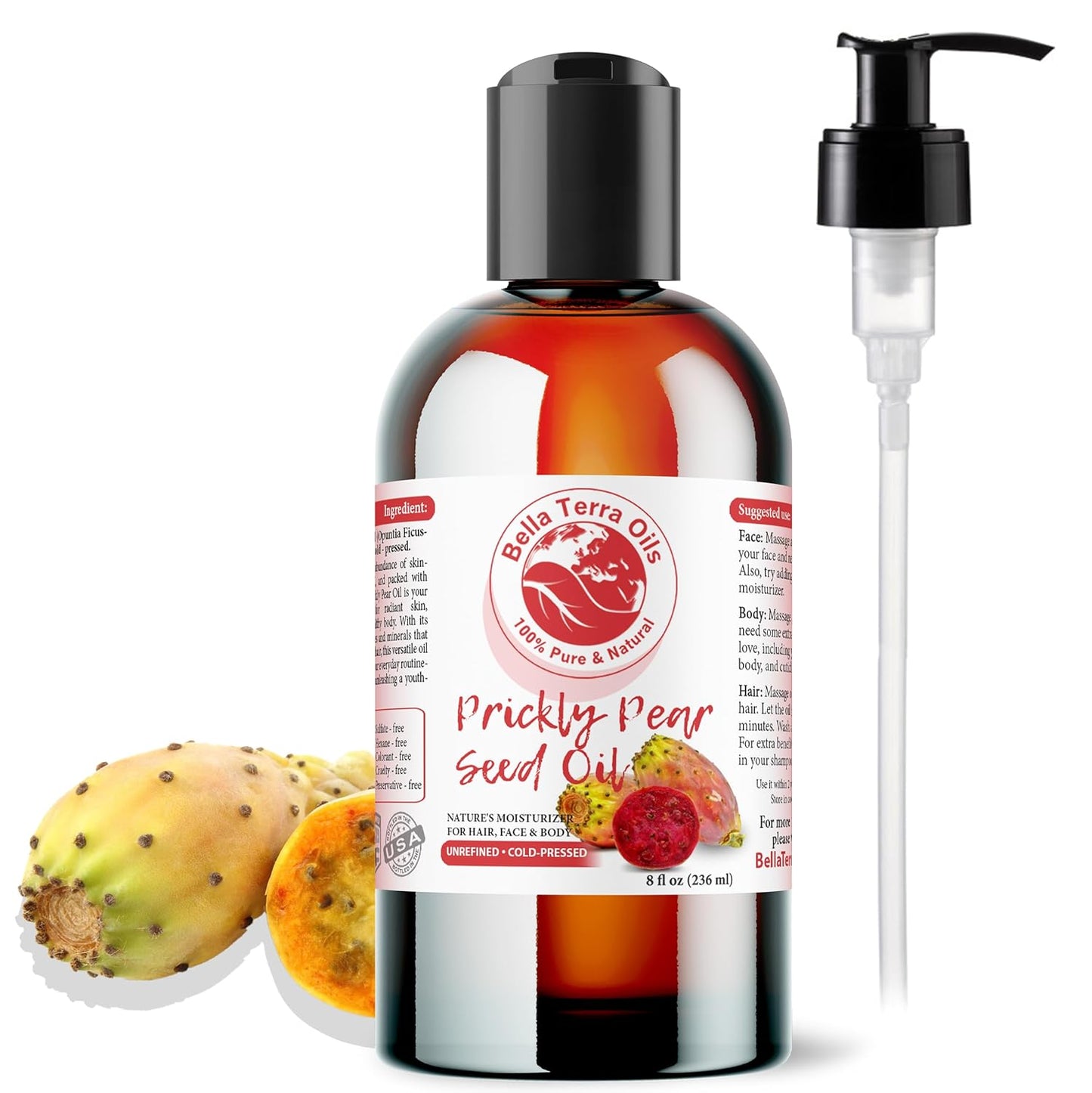 Prickly Pear Seed Oil - 8 oz Cactus Extract for Radiant Skin | Rich in Vitamin B & Zinc