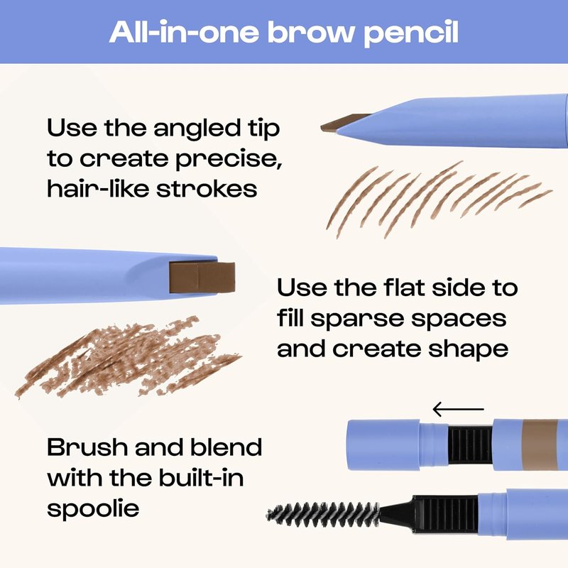 ALLEYOOP Swift Eyebrow Definer - All-In-One Pencil with Sharpener & Spoolie Brush | Water-Resistant, Vegan, Soft Brown