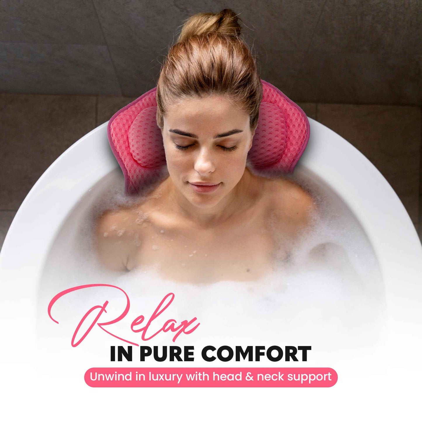 Bath Pillow for Tube - Relaxing Bath Pillows for Head and Neck, Relaxation Gifts for Women, Bathtub Pillow with Suction Cups, Spa Day Essentials, Bath Tub Accessories