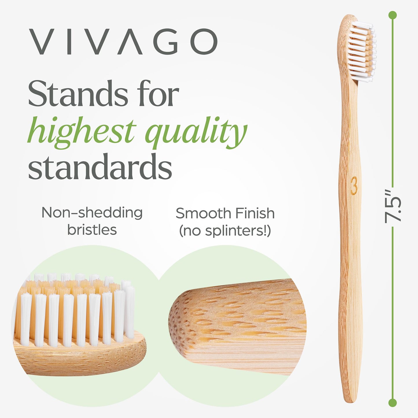 VIVAGO Bamboo Toothbrushes Bulk Soft Bristles (50 Pack) - Eco-Friendly, Natural Wooden Toothbrush