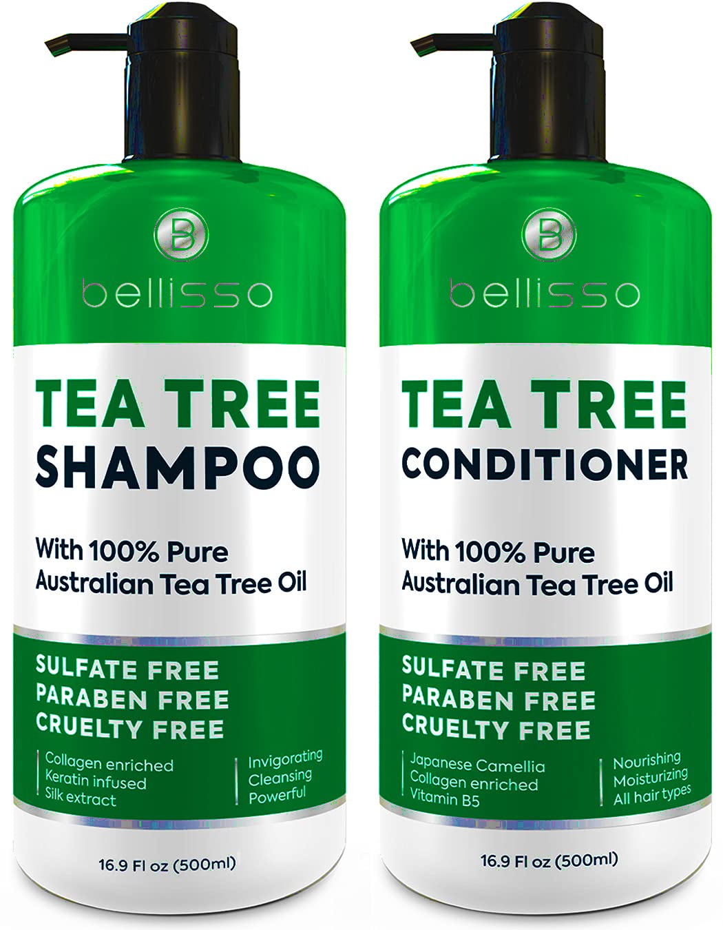 Tea Tree Oil Shampoo & Conditioner Set - Nourishing Hair Care | 16 Fl Oz