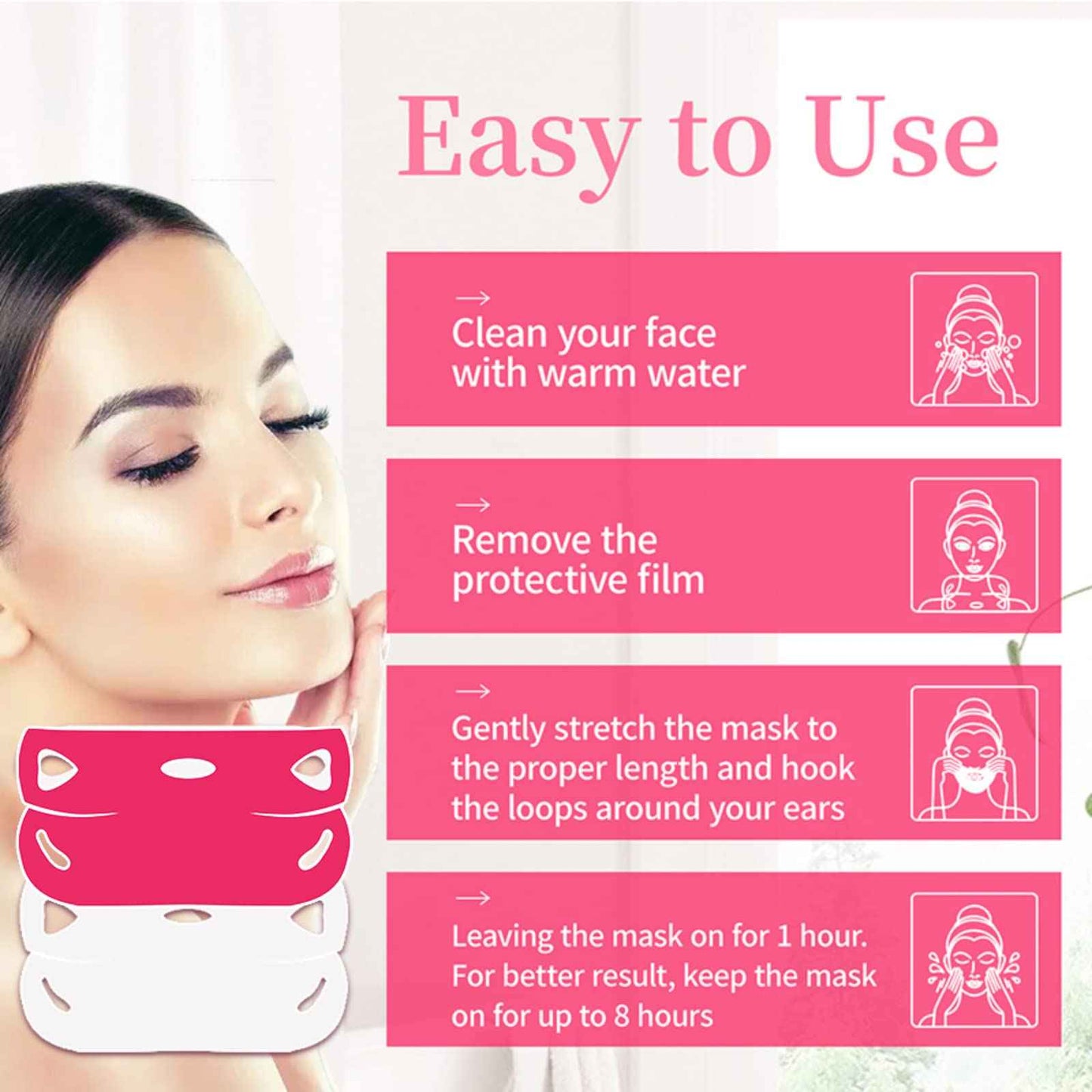 AppXynn 6-Piece V Line Lifting Mask, Moisturizing V Shaped Face Mask, Firming Facial Mask Double Chin Reducer Patch