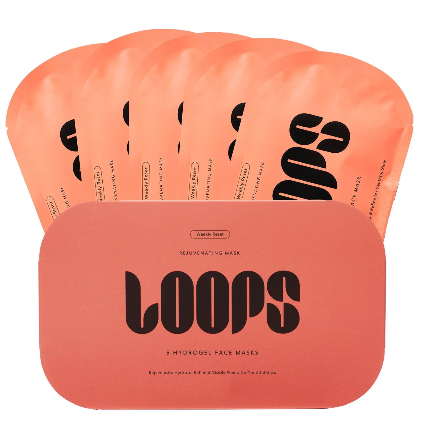 LOOPS WEEKLY RESET - Rejuvenating Korean Hydrogel Face Masks - Rejuvenate, Hydrate, Refine, Visibly Plump - Moisturizing & Pore RefiningSkin Mask Face Mask Reduces Signs of Puffiness 5pc