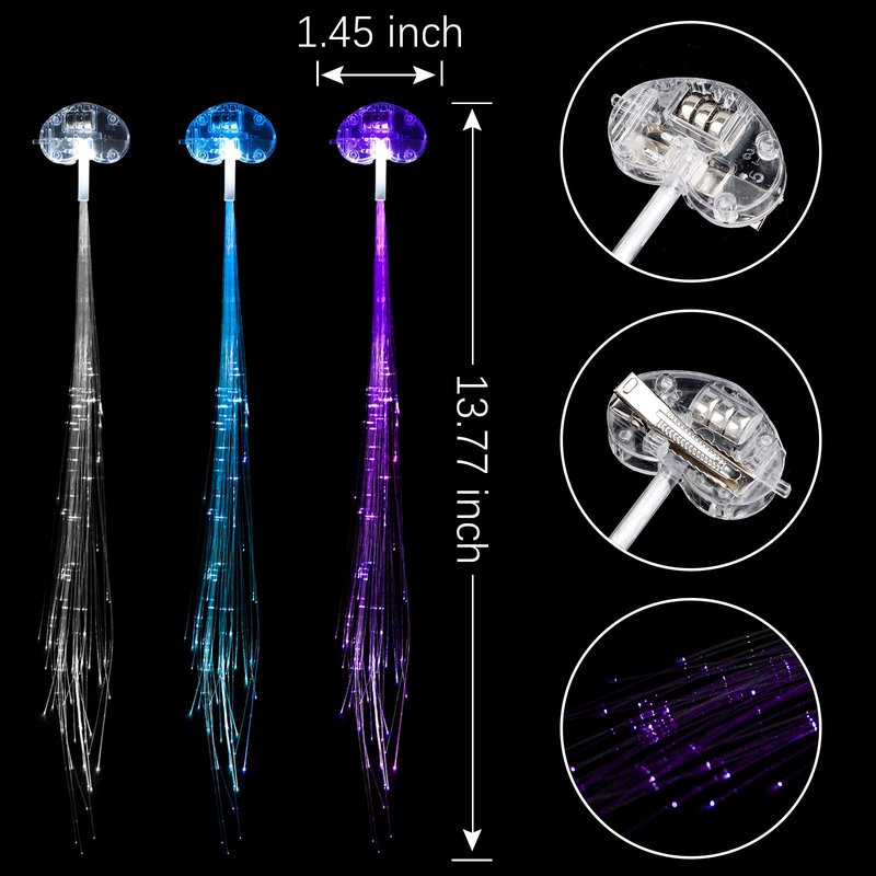 25 Pack Led Light Up Fairy Hair Accessories Braid Extension Clips for Women Girls, Glow in the Dark Party Favors Supplies Neon Rave Accessories Wig for Festival Halloween Christmas Birthday