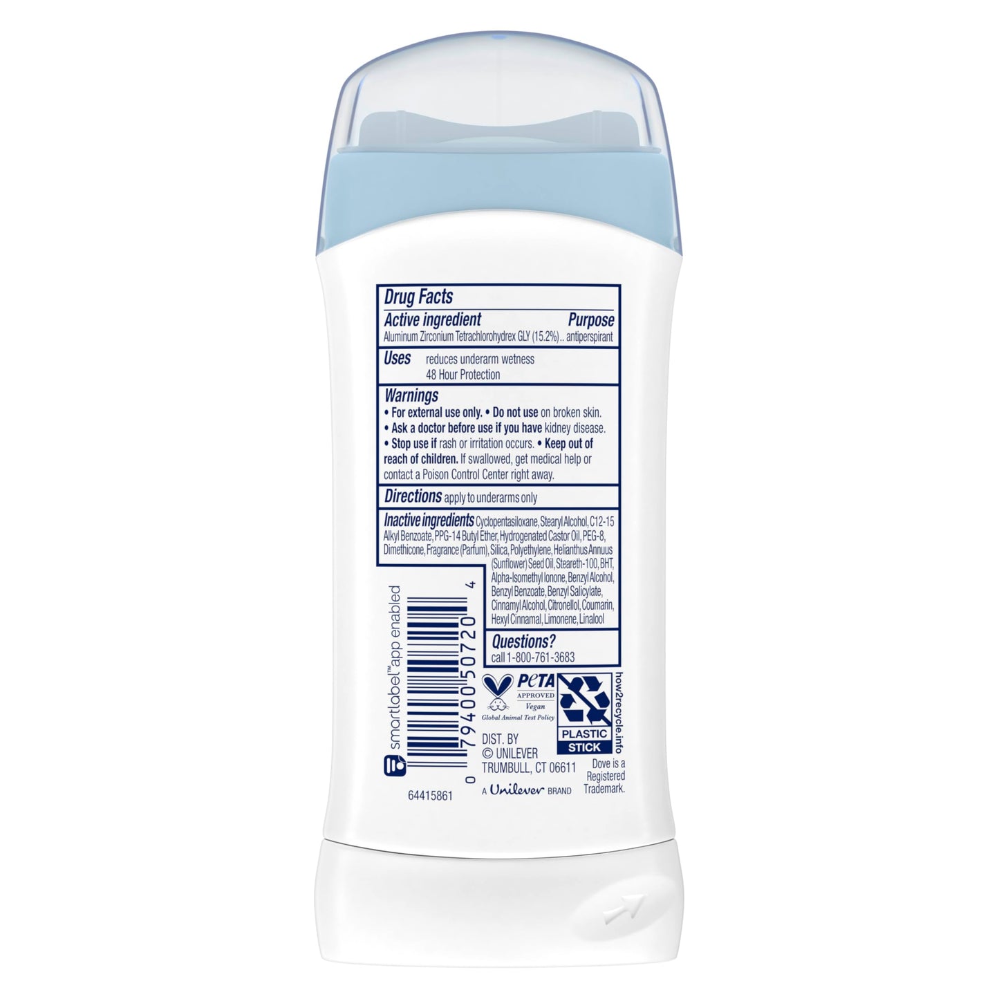 Dove Powder Invisible Solid Anti-Perspirant Deodorant 2.6 oz (Pack of 6)