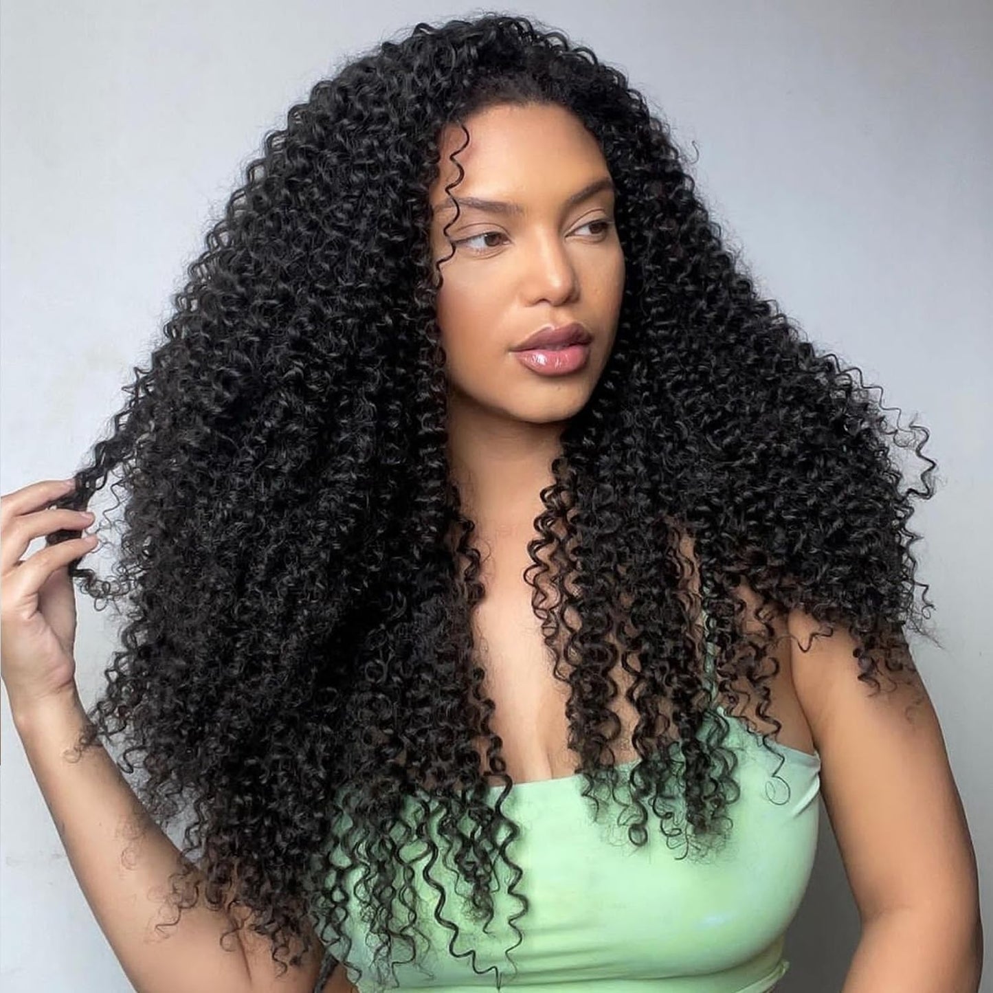 Leeven Pre Looped Micro Kinky Curly crochet Hair 14 Inch 8 Packs Black Micro Curly Braiding Hair For Mini Passion Twist (1B#)