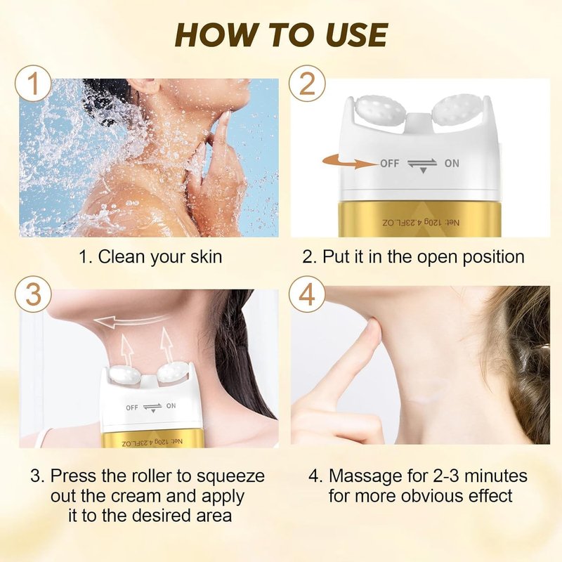 AH-8 Firming Neck Cream & Electric Massage Eye Cream Suit, Neck and Eye Tightening & Rejuvenating Set,Firming Smooth Fine Lines,Reduce Wrinkles & Deep Moisturizing Skincare,Day & Night Use(120g+50g)