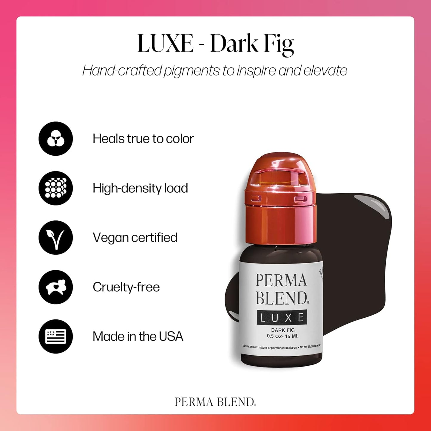 Perma Blend Luxe Dark Fig Lip Tattoo Ink - Vegan Microblading Pigment for Lip Blush | High Opacity, 0.5 oz