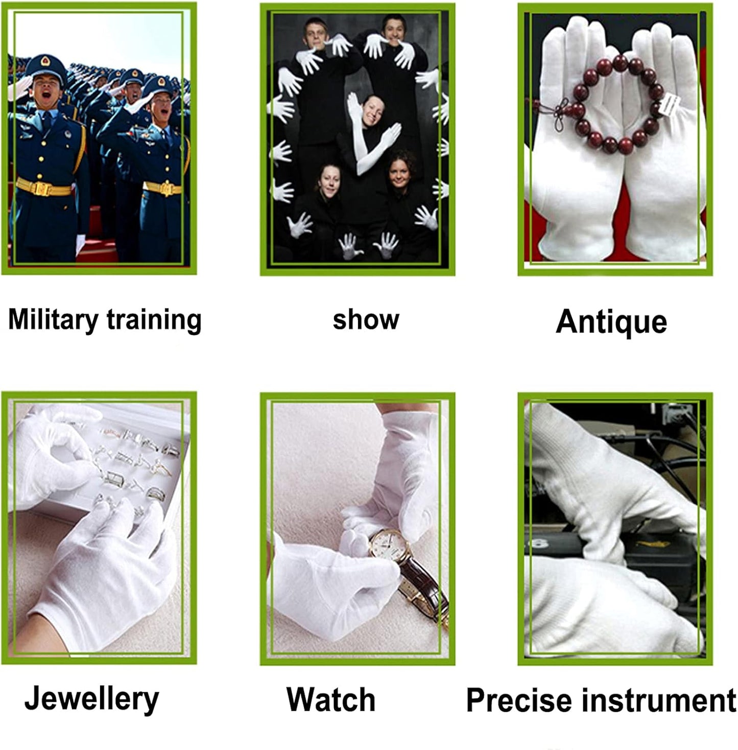 12 Pair White Cotton Gloves - 9 Inch Extra Large for Cosmetic Moisturizing & Jewelry Inspection