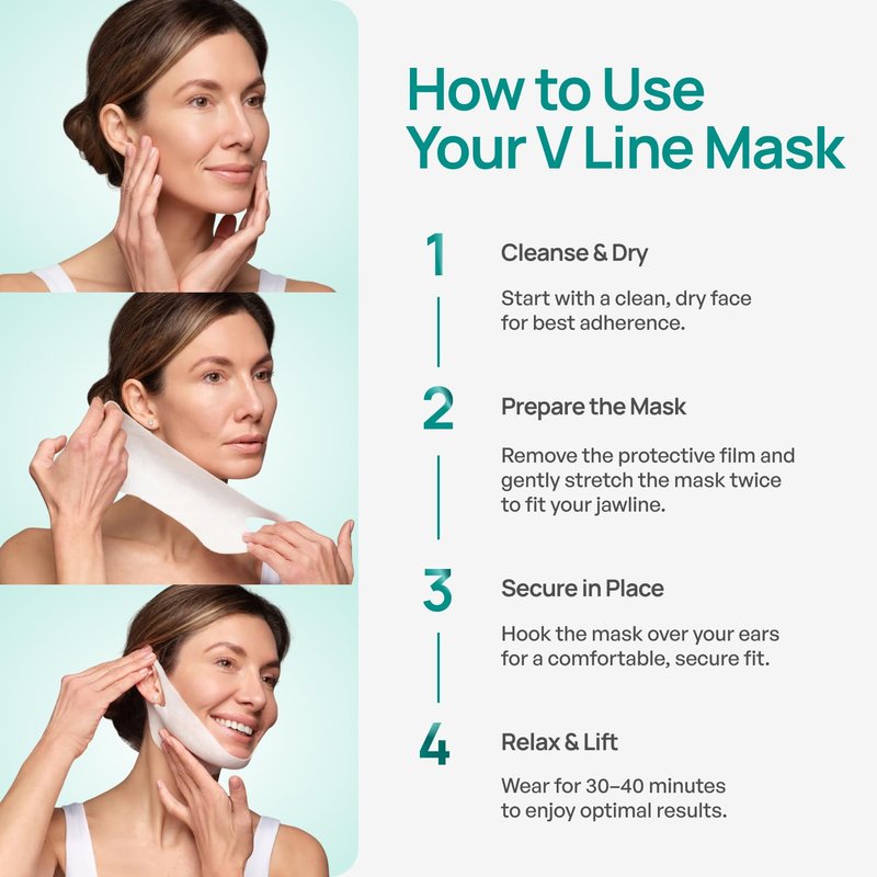 PLANTIFIQUE V-Line Chin Lifting Mask, 15 PCS - Double Chin Strap with Hyaluronic Acid & Aloe Vera - Jawline Shaping, Neck Firming and Tightening