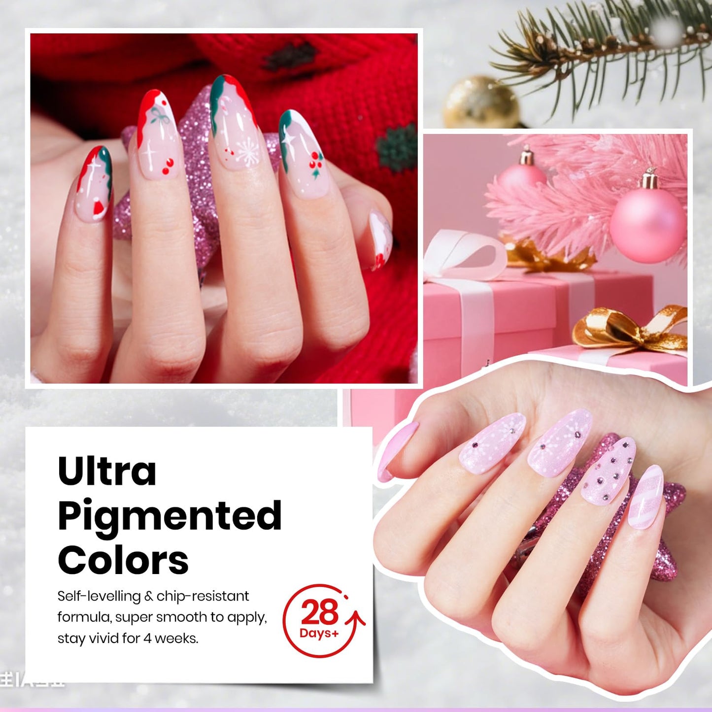 Beetles Gel Nail Polish Set – Spectrum Red Green Glitter Gel Polish, 36 Colors Soak Off UV LED Long Lasting Nail Gel Kit for Manicure Gifts for Women
