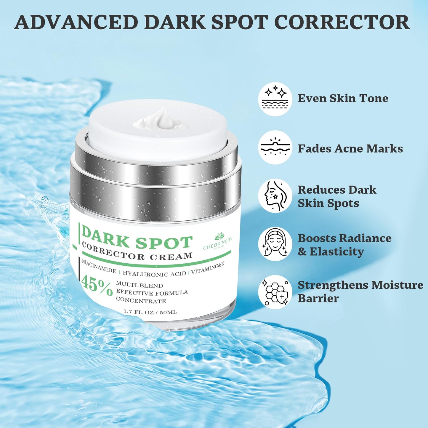 Dark Spot Remover for Face and Body: Dark Spot Corrector Cream, Melasma, Freckle, Sun Spot, Age Spot Remover with Niacinamide and Vitamin C, Advanced Formula for Women and Men (1.7 Fl Oz)