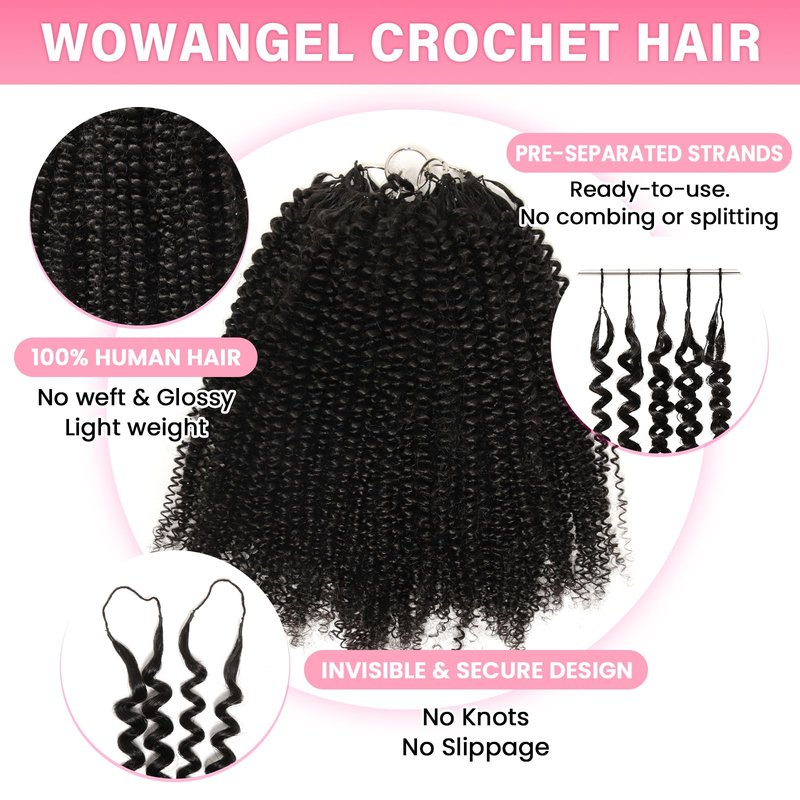 WOWANGEL Extensions Human Hair,12,Natural Black (1B)