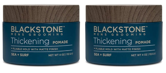 Blackstone Men's Grooming Hair Thickening Pomade - Pliable Hold with Matte Finish | Sea + Surf Scent (4 Oz, 2 Pack)