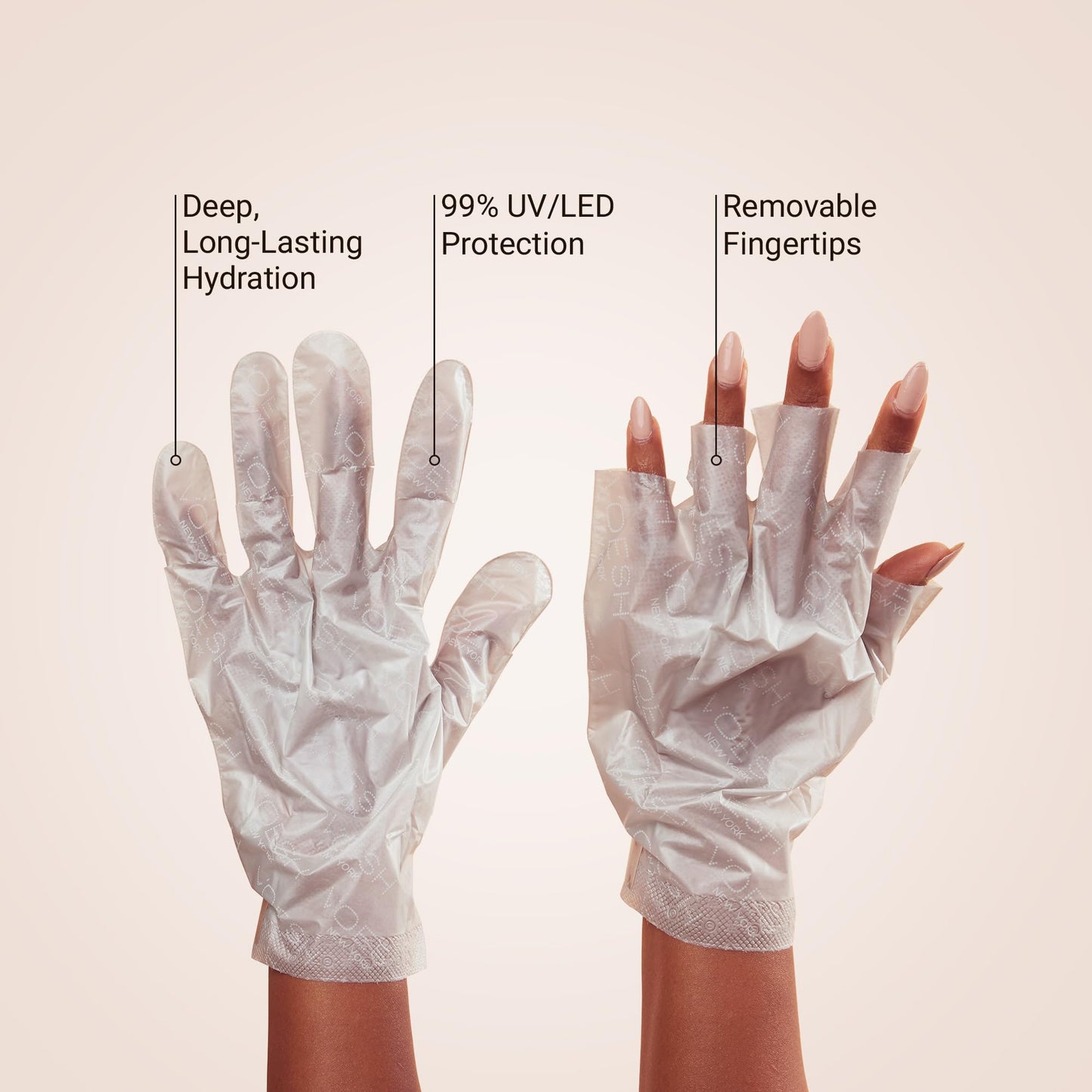 VOESH Collagen Gloves, Vegan Hand Masks, 4 Pack, Moisturizing Hand Mask, Lotion Gloves, Hydrating Gloves, Hand Care, Spa Manicure Gloves, Dry Hand Treatment