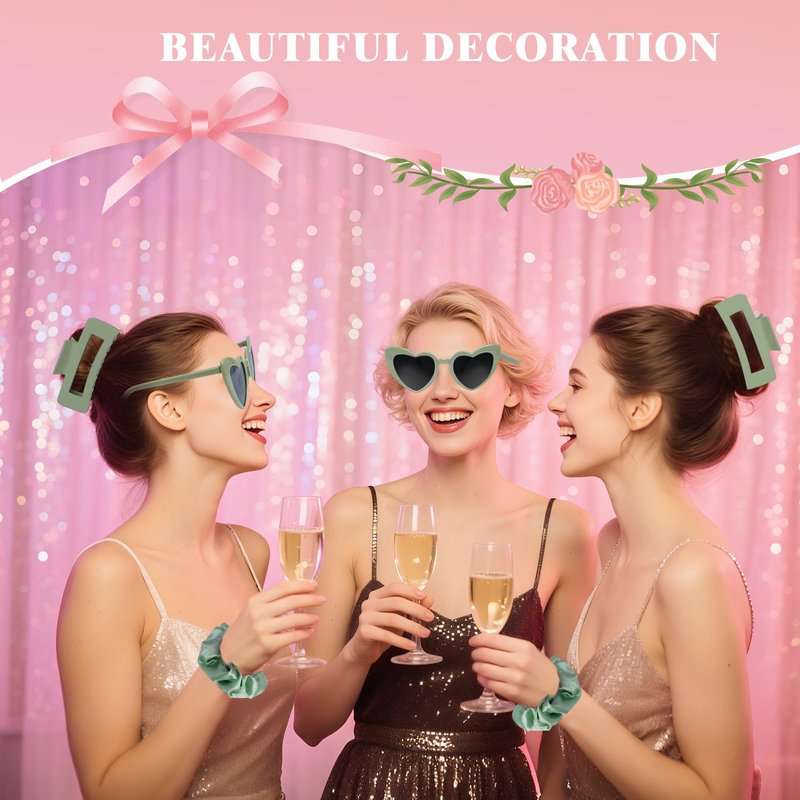 Sage Green Bridesmaid Gifts for Proposal, 8PCS Women Gift Set with Hair Claws, Scrunchies, Makeup Clips & Heart Sunglasses, Wedding Bachelorette Party Favors, Birthday Gifts for Women Teens