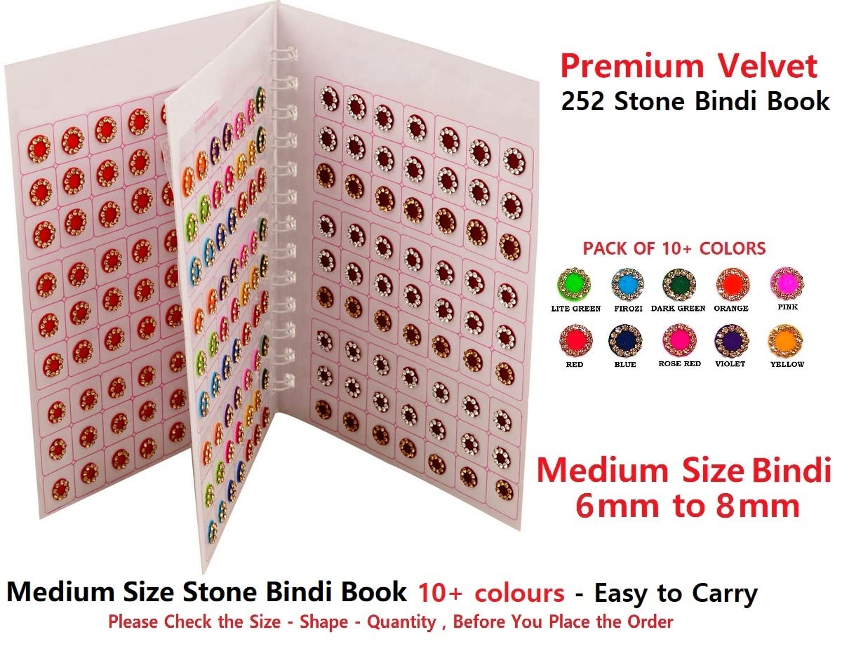 VAMA Multicolour Stone Bindi Kumkum Forehead Sticker Bindiya Bindi Booklet for Ladies (Medium Size 252 Stone Bindis Booklet)