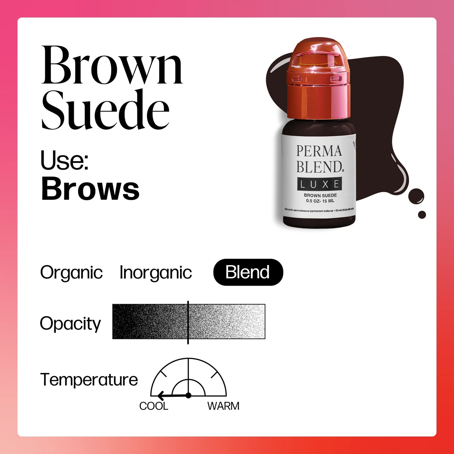 Perma Blend Luxe - Brown Suede - Vegan Lip Tattoo Ink - Fuchsia Microblading Pigment - Dark and Cool Brown Hue - for Lip Blush & Permanent Makeup - Cruelty-Free (0.5 oz)